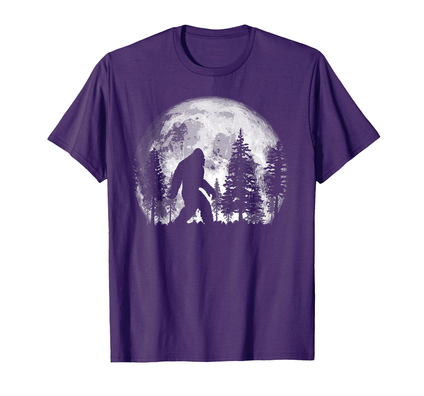 Bigfoot in the Forest Hiding at Night Full Moon Trees Nature T-Shirt