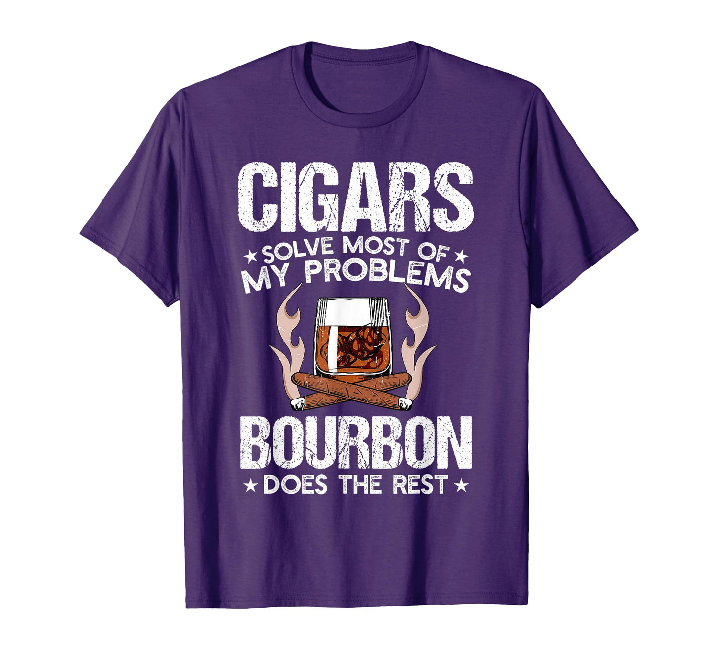 Cigars Solve Most Of My Problems Bourbon Does Rest Vintage T-Shirt
