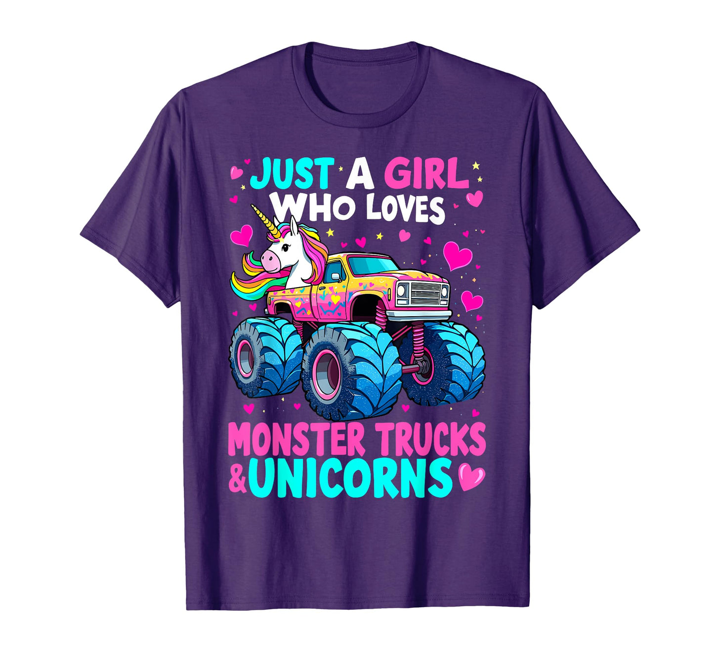 Monster Truck Just a Girl Who Loves Monster Trucks Unicorns T-Shirt