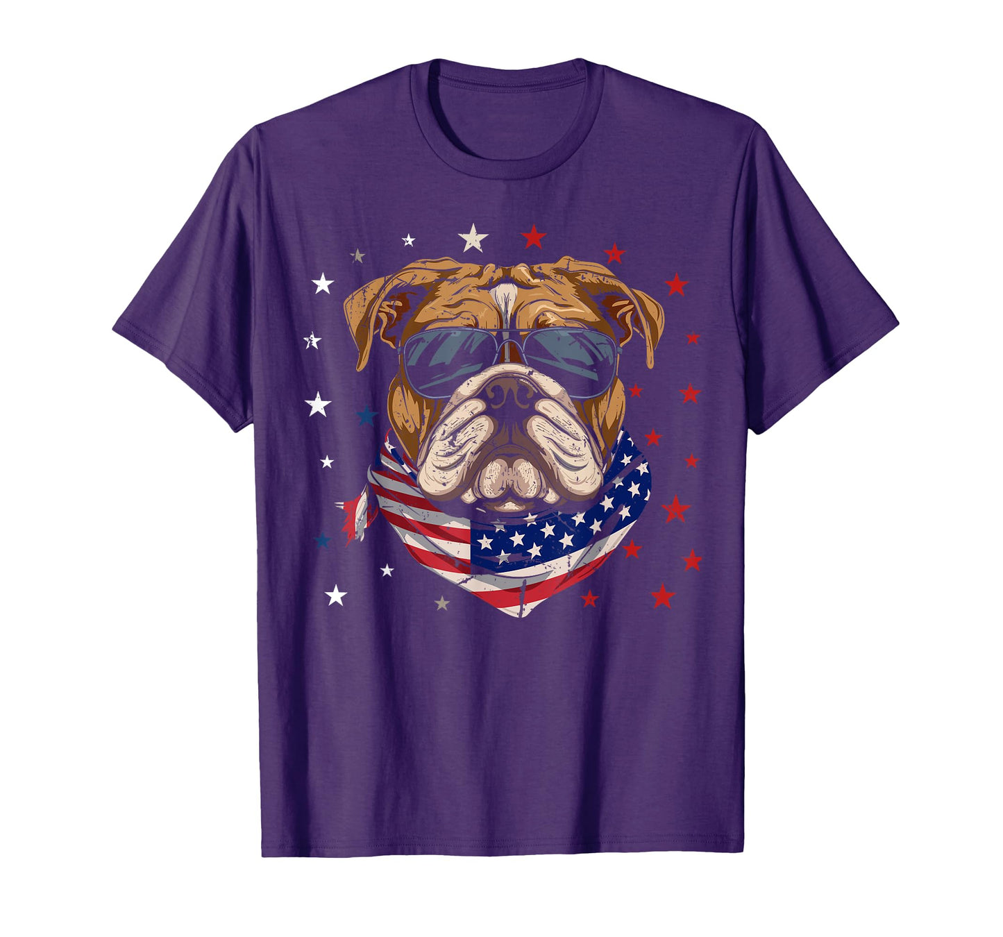Patriotic American Bulldog USA Flag Dog 4th Of July Women Kids Men T-Shirt
