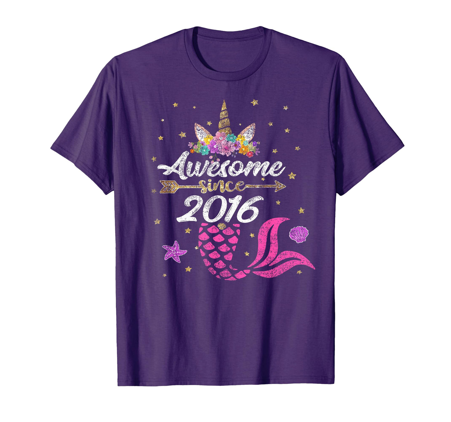 Unicorn Shirt Mermaid Birthday - Awesome Since 2016 Tee Gift T-Shirt