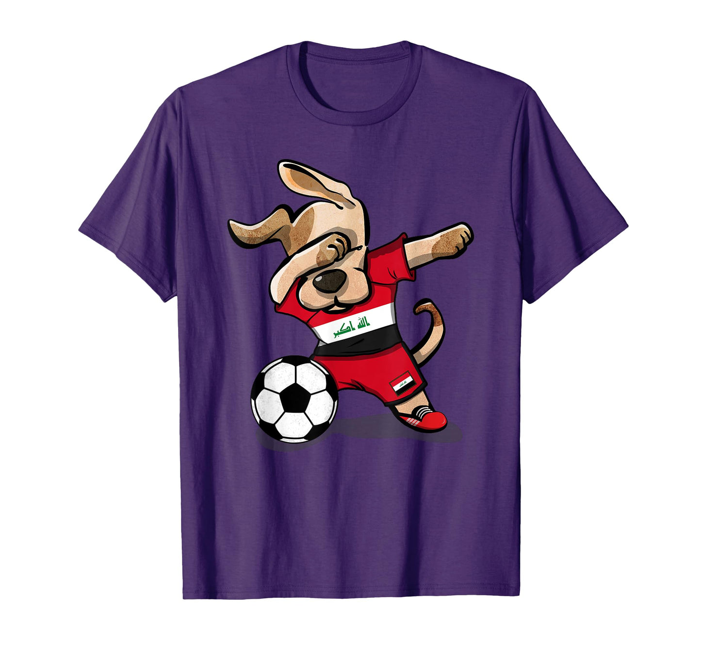 Dabbing Dog Iraq Soccer Fans Jersey Iraqi Football Lovers Men Women Girls Kids T-Shirt