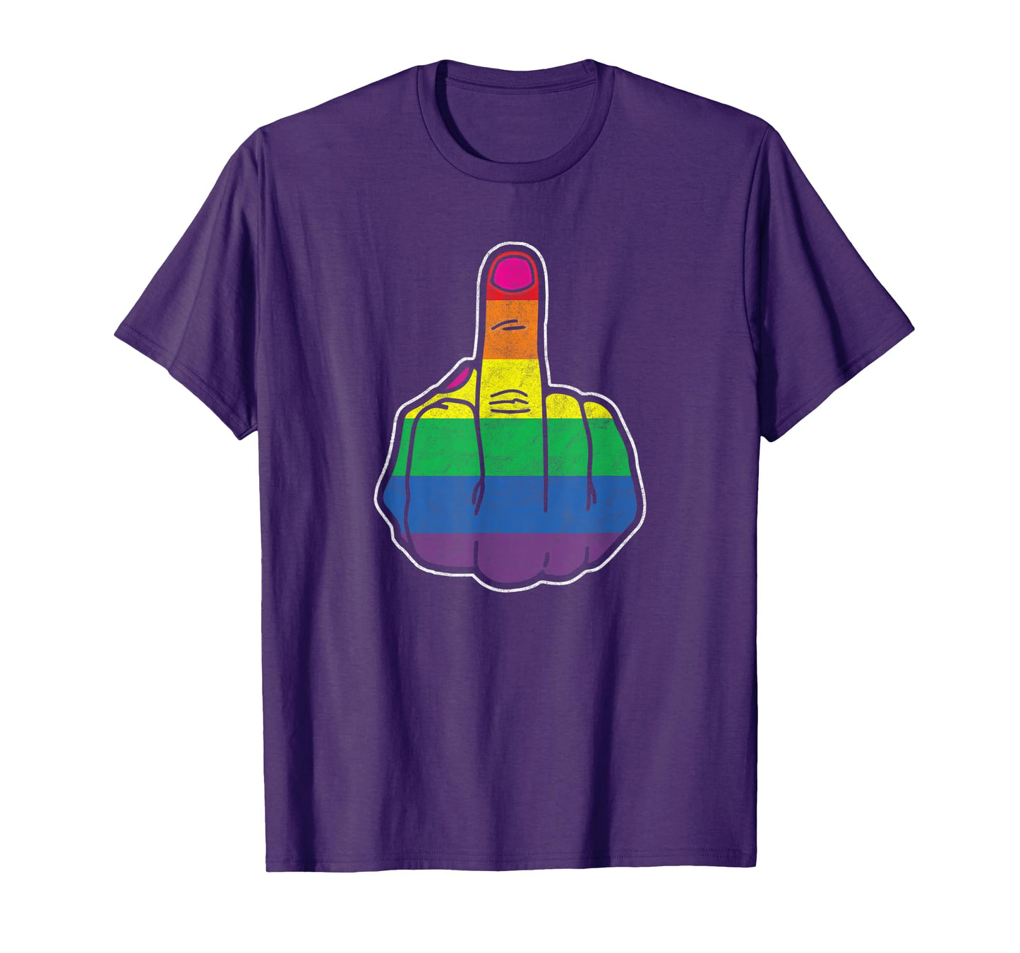 Rainbow Middle Finger - gay pride flag LGBTQ retro equality T-Shirt