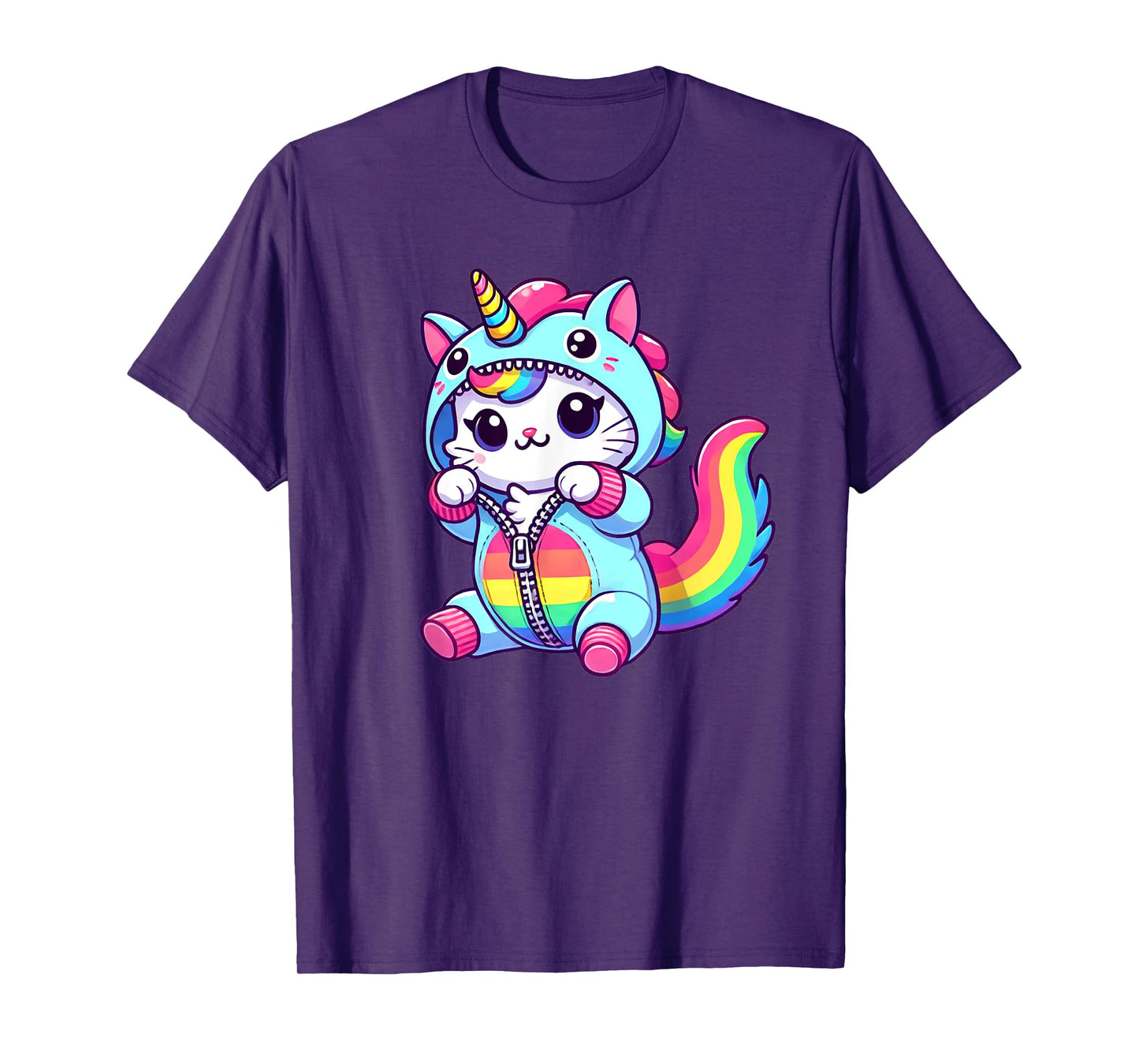 Cat Dressed as Unicorn Funny Cat Lover Women Girls T-Shirt