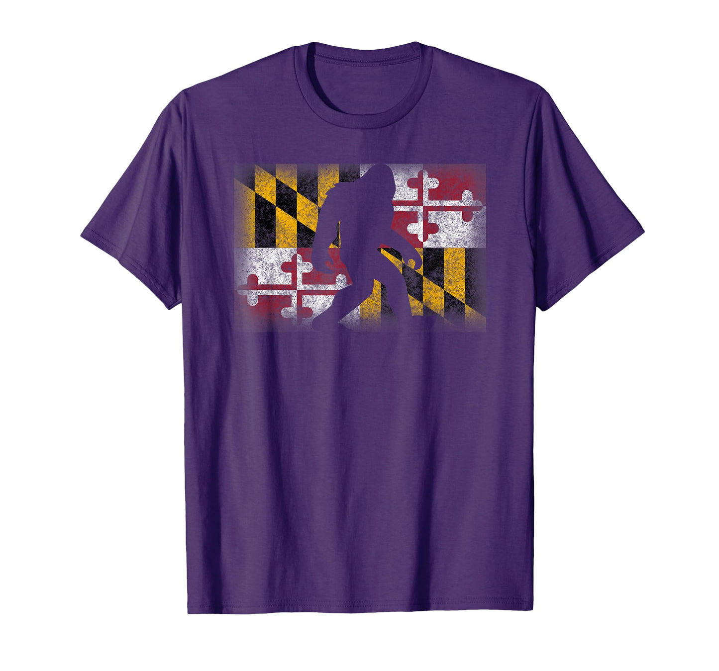 Maryland State Flag Bigfoot Shirt Funny Sasquatch Souvenir T-Shirt