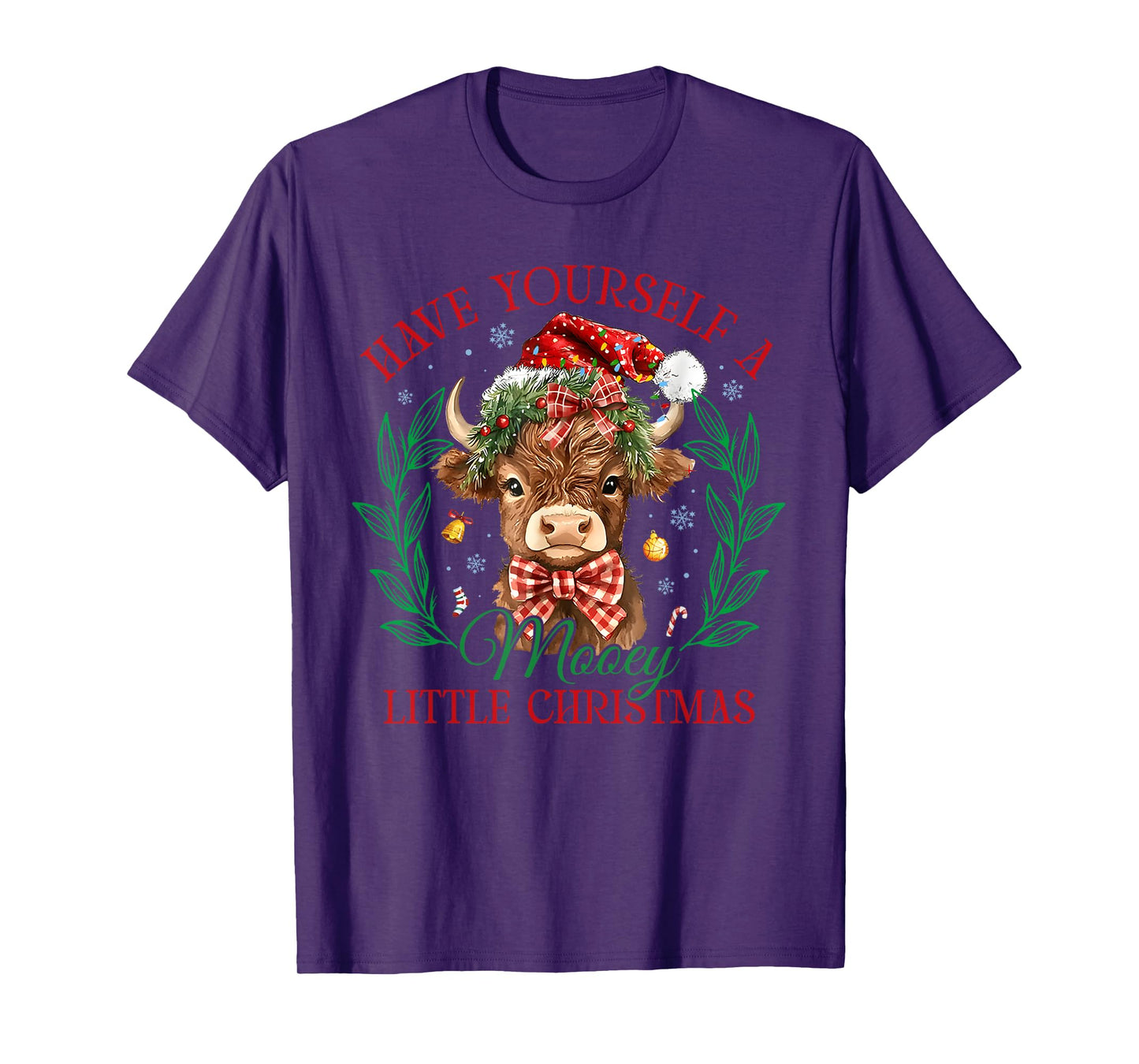 Have Yourself A Mooey Little Christmas Funny Cow Santa Women T-Shirt
