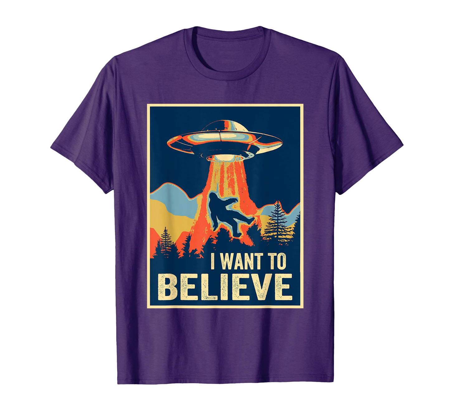 I Want To Believe Bigfoot TShirt Area 51 Alien UFO T-Shirt