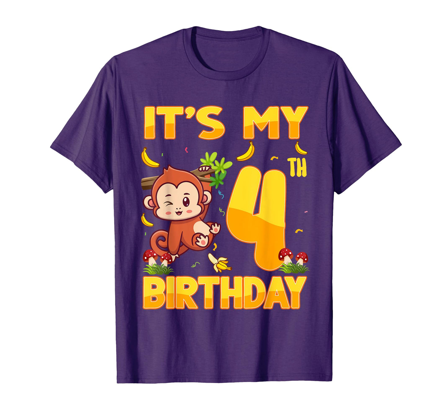 It's My 4th Birthday Monkey 4 Year Old Bday Party Kid Boy Gi T-Shirt