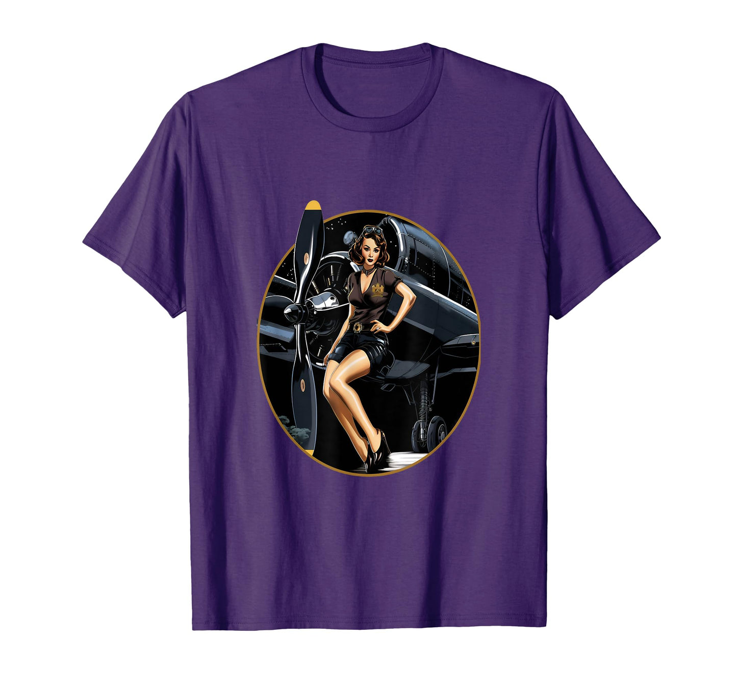 Pinup Girl Warbird Military Aircraft Aviation T-Shirt
