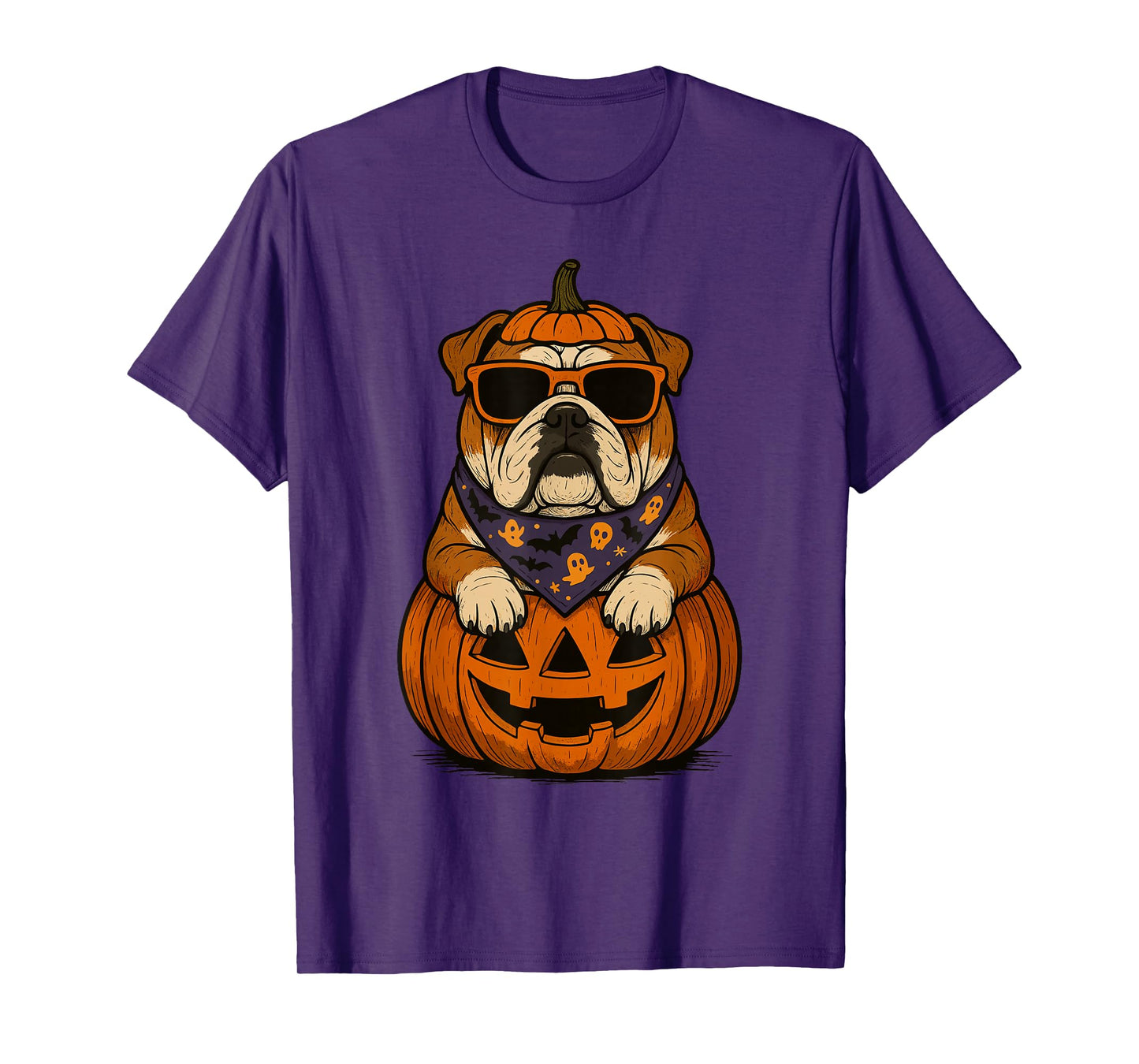 Spooky English Bulldog Pumpkin Halloween Bully Dog Lover T-Shirt