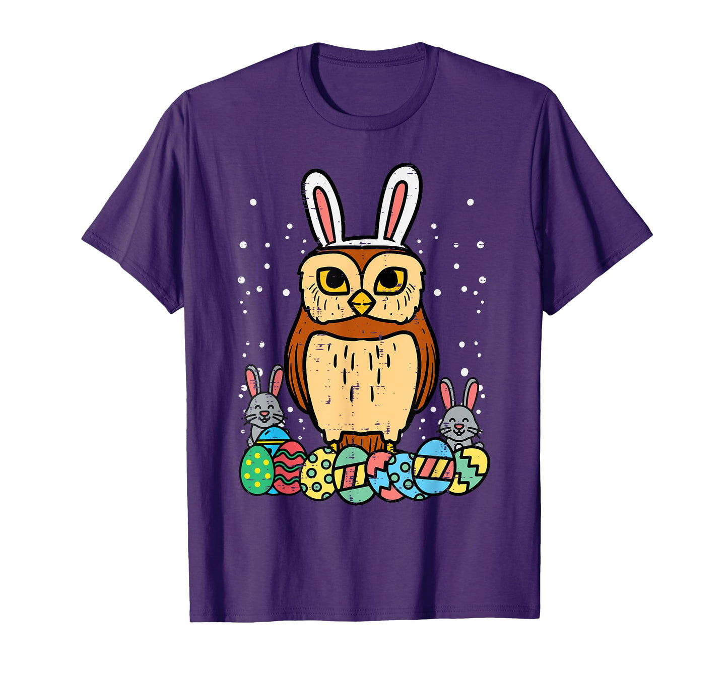 Easter Owl Eggs Bunnies Cute Animal Bird Men Women Kids T-Shirt