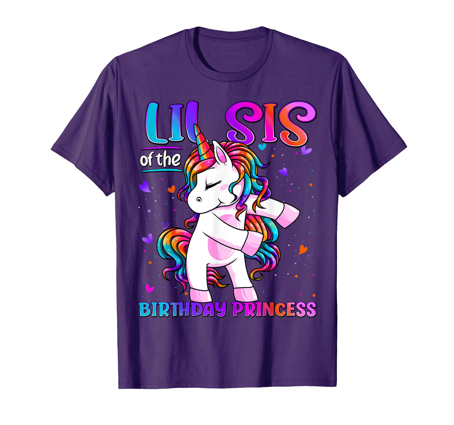 Lil Sis of the Birthday Princess Flossing Unicorn Lil Sister T-Shirt