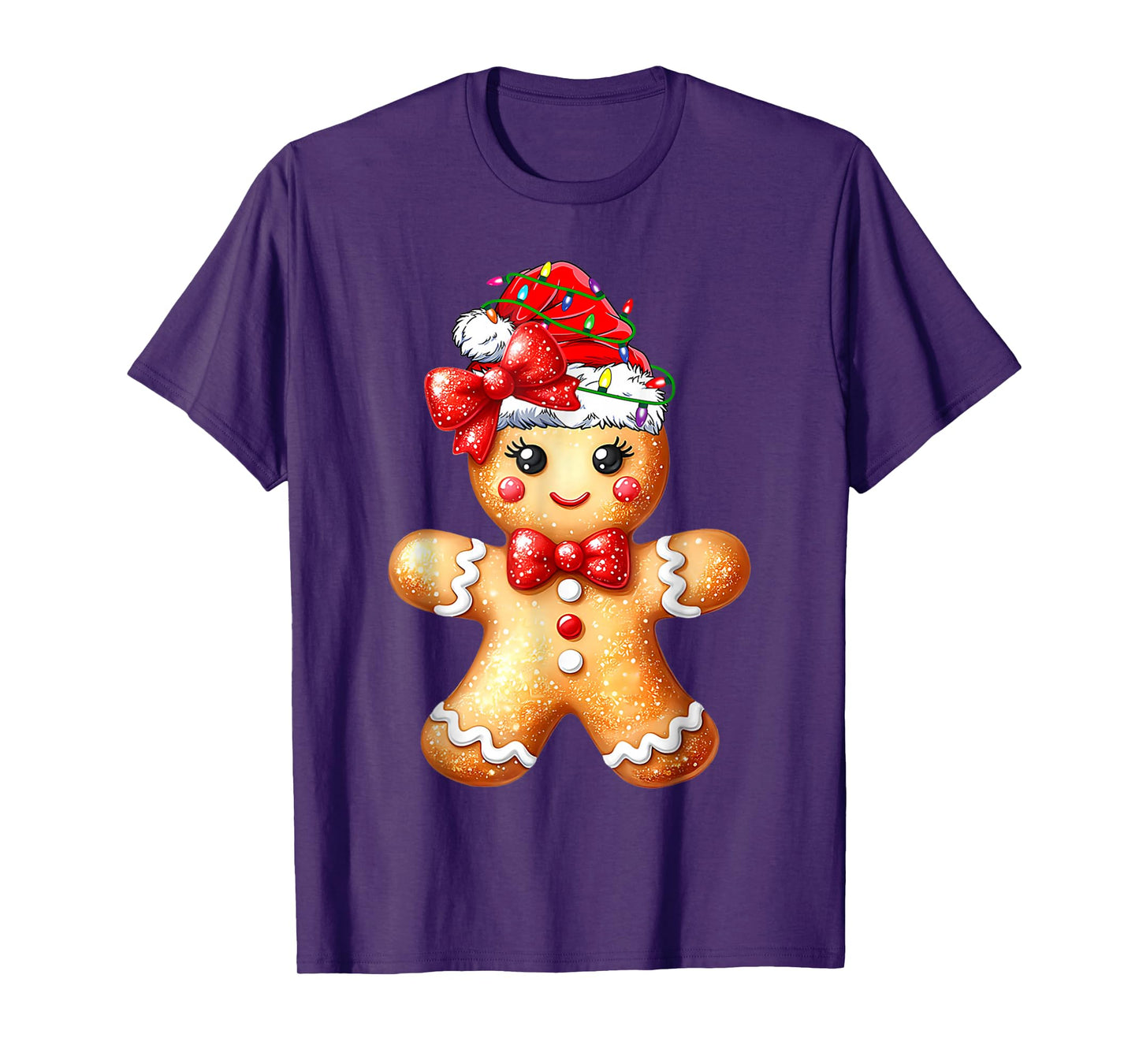 Merry Christmas Shirt Gingerbread Santa Pajamas Girls Women T-Shirt