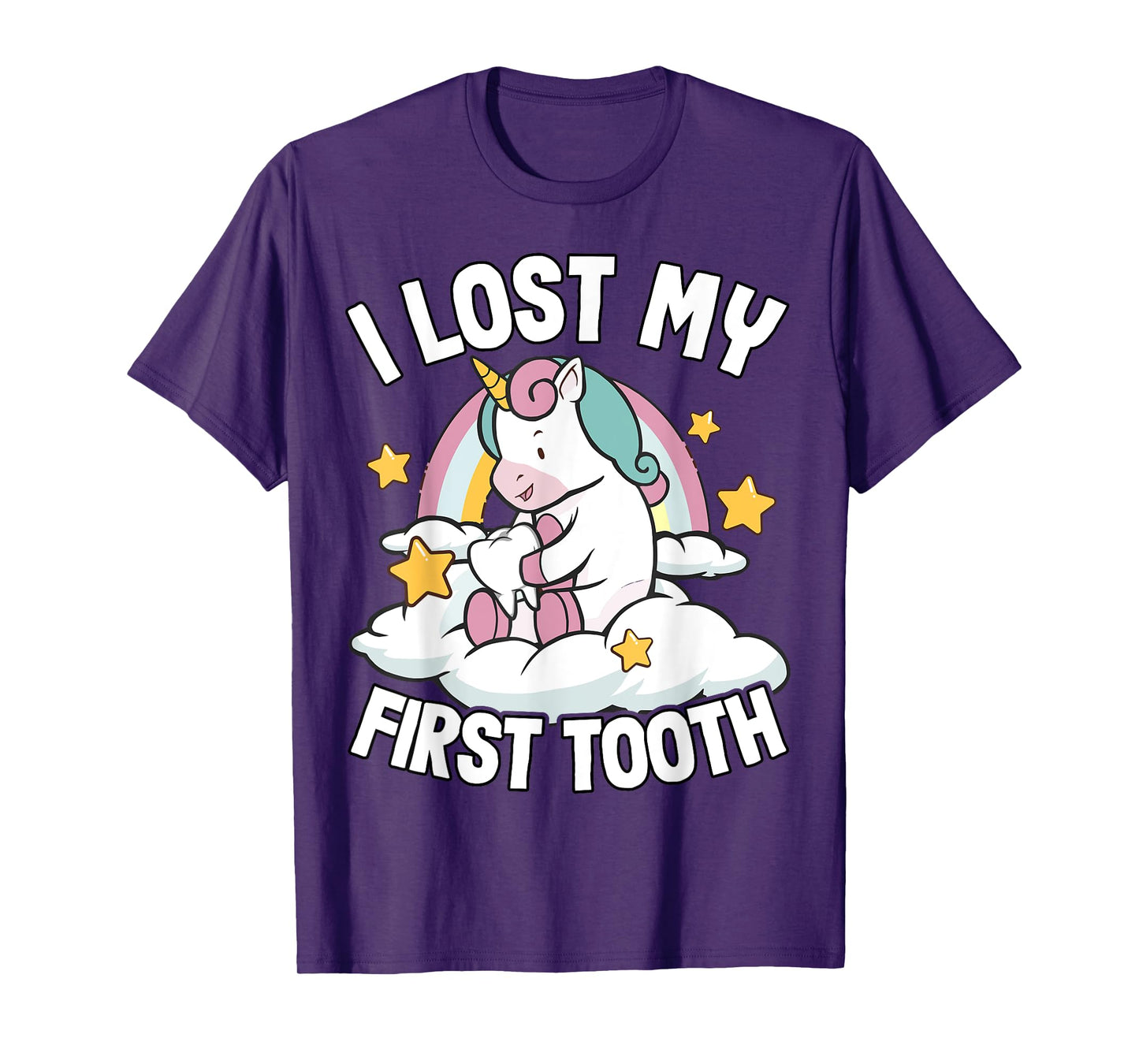 I Lost My First Tooth Girl Tooth Fairy Teeth Out Unicorn T-Shirt