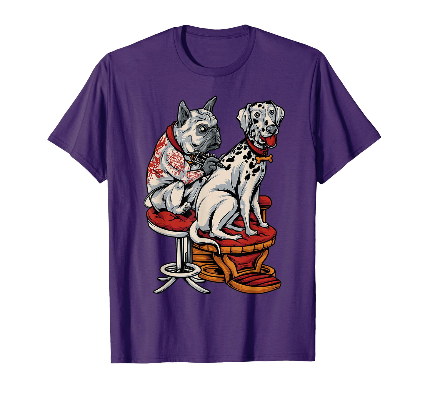 Frenchie Pug Dalmatian French Bulldog Tattoo Womens Mens T-Shirt