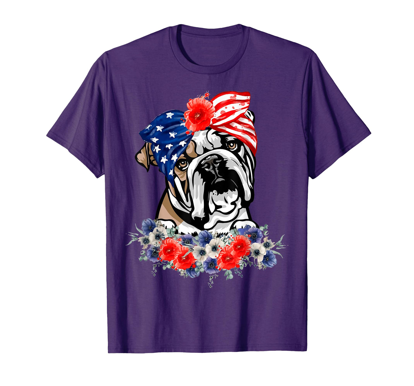 English Bulldog Dog American Flag Patriotic 4th Of July T-Shirt