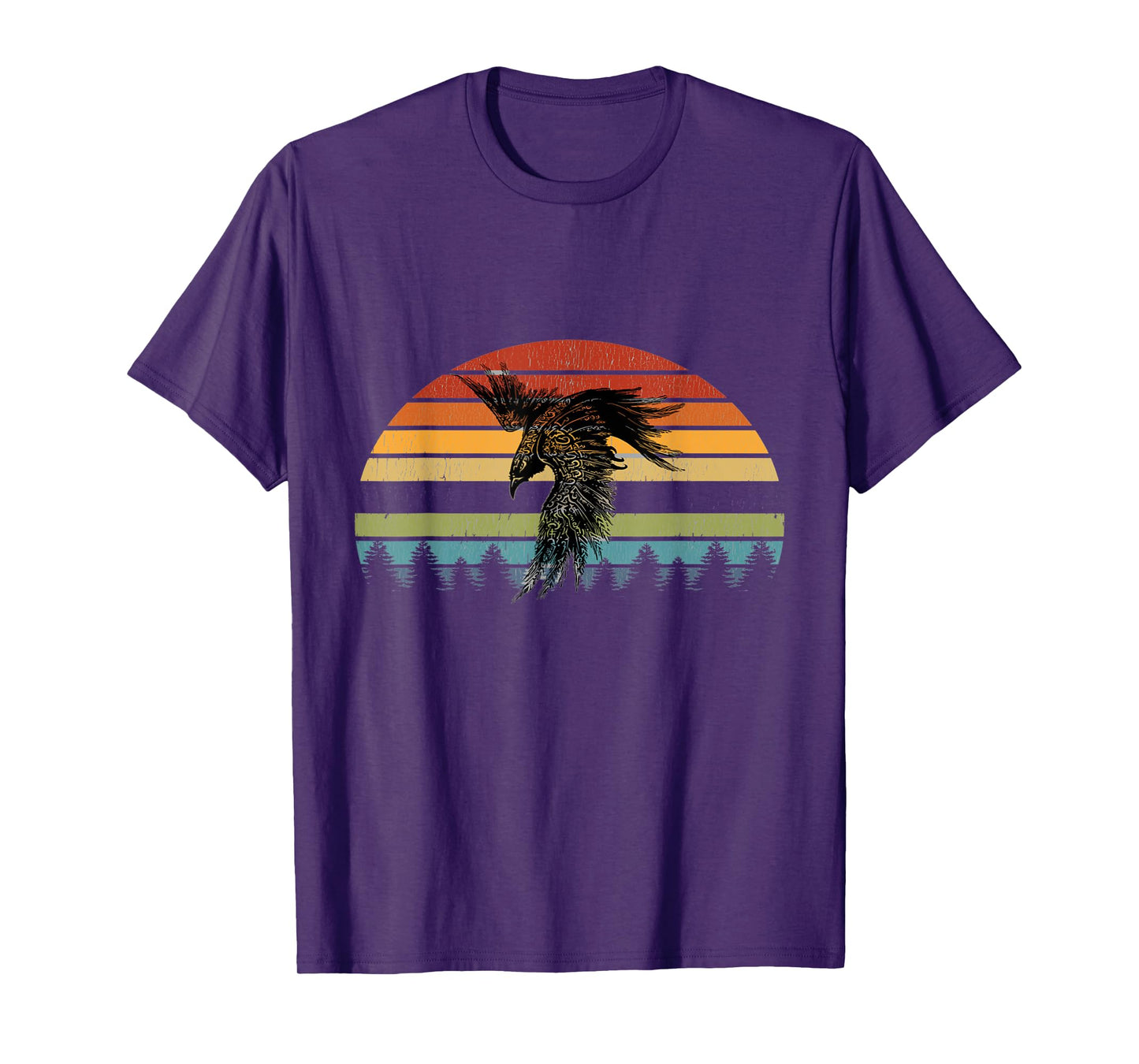 Crow Raven Norse Cool Viking Retro Sun for Vikings lover T-Shirt