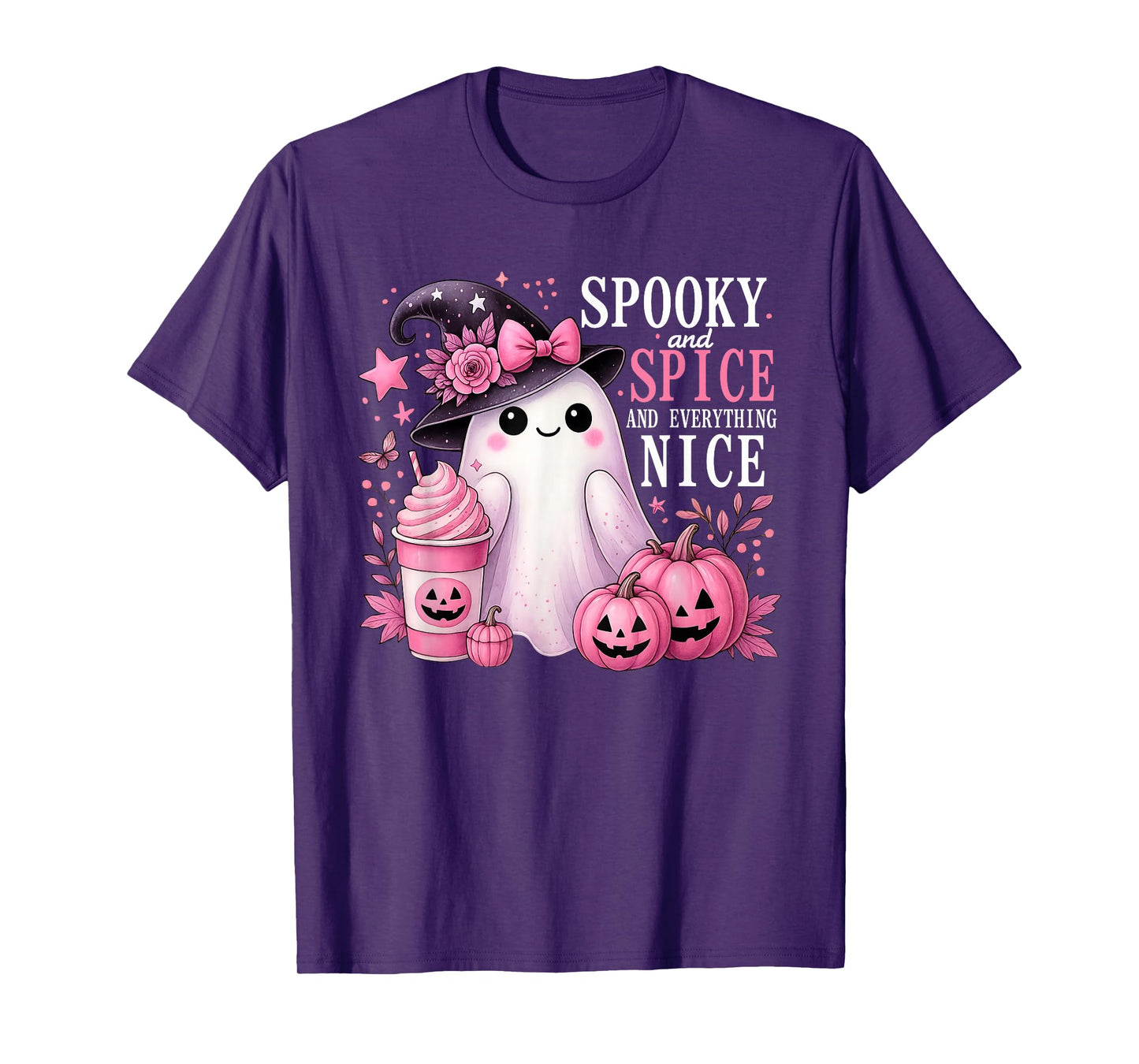 Spooky and Spice and Everything Nice Halloween Pink T-Shirt