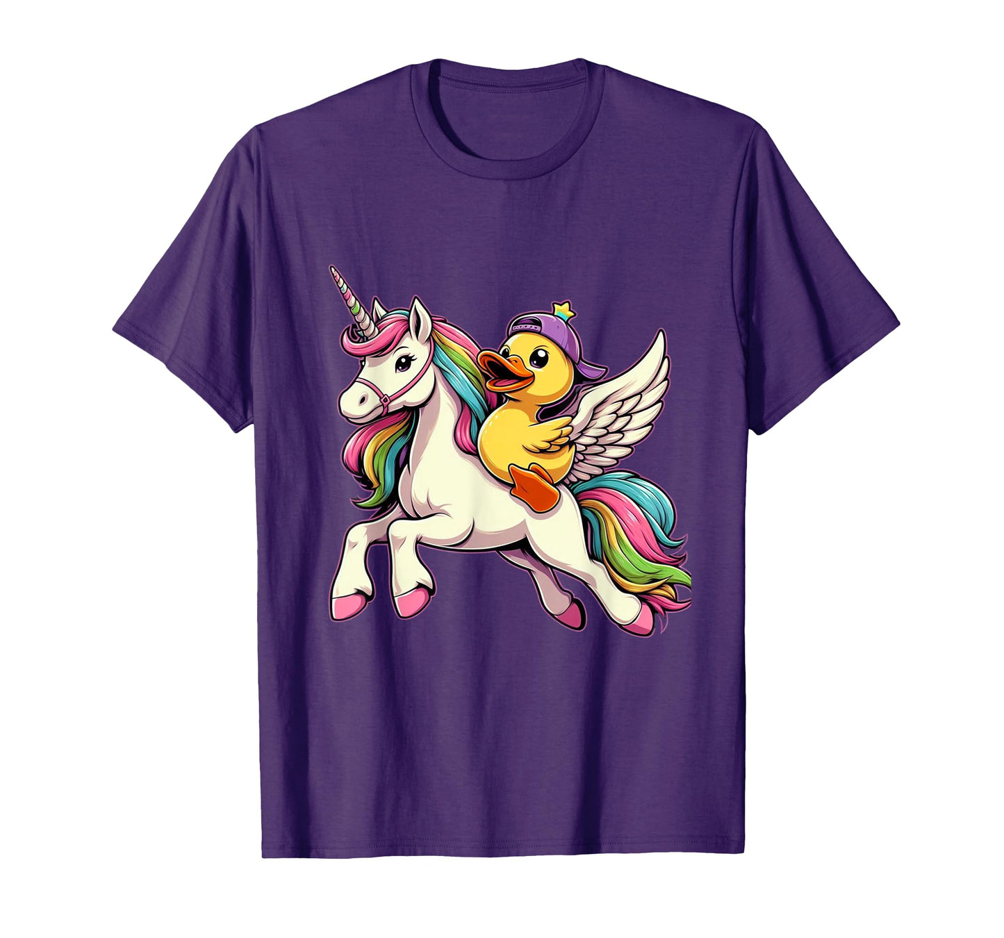 Duck Riding A Unicorn Boys Girls Men Women Kids Adults T-Shirt