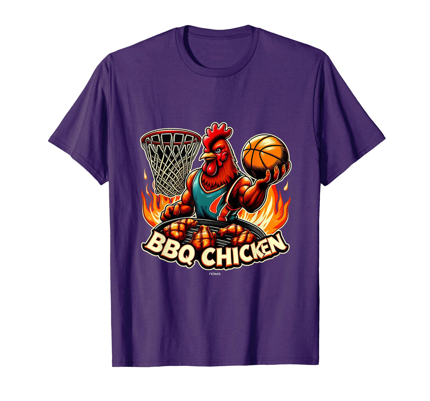 BBQ CHICKEN WITH GRILL ON FLAMES PLAYING BASKETBALL T-Shirt