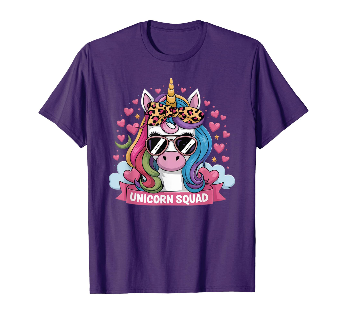 Unicorn Squad - Graceful Unicorn with leopard Bandana Cute T-Shirt