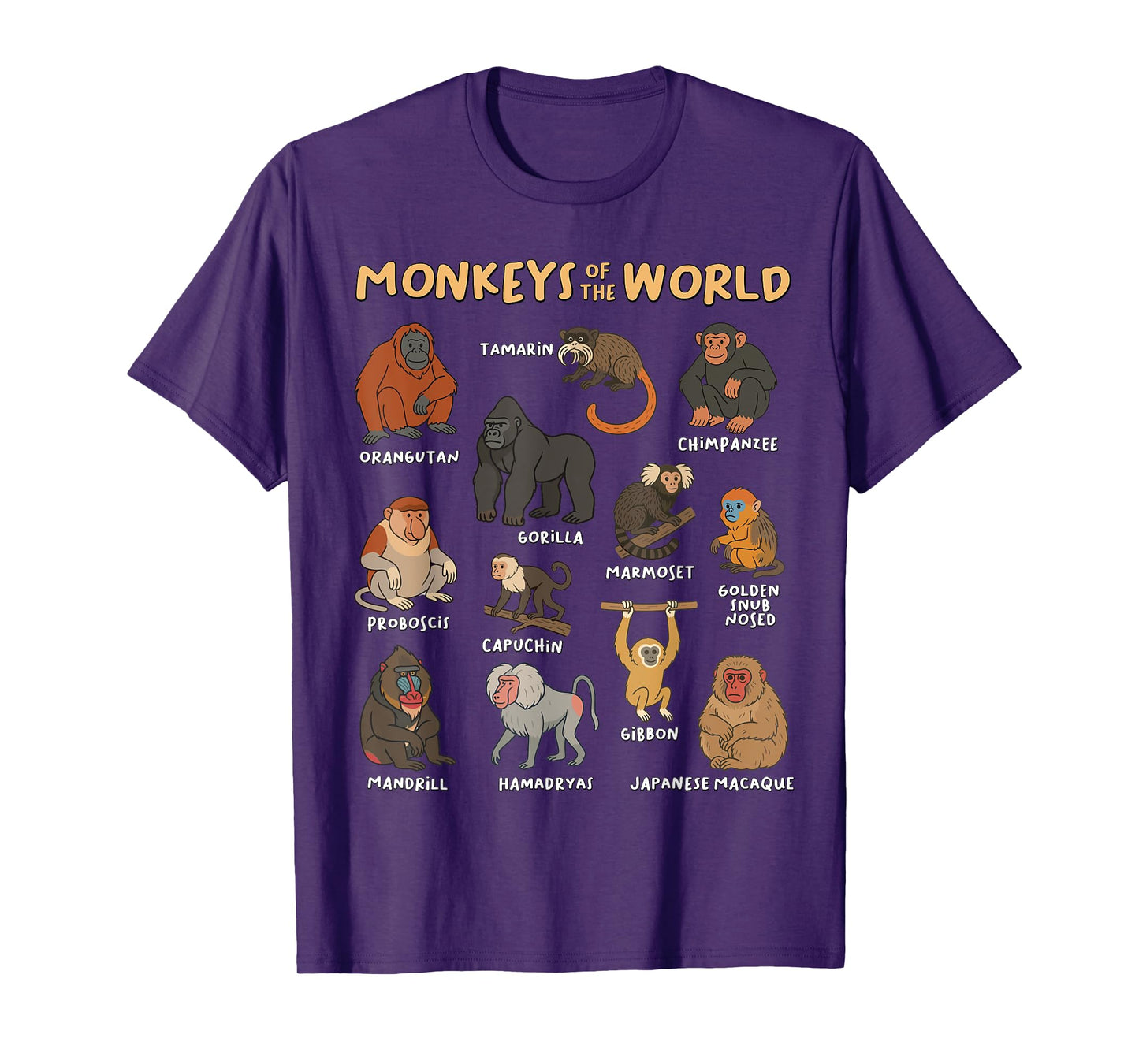 Monkeys of the World Educational Animal Ape Collection Types T-Shirt
