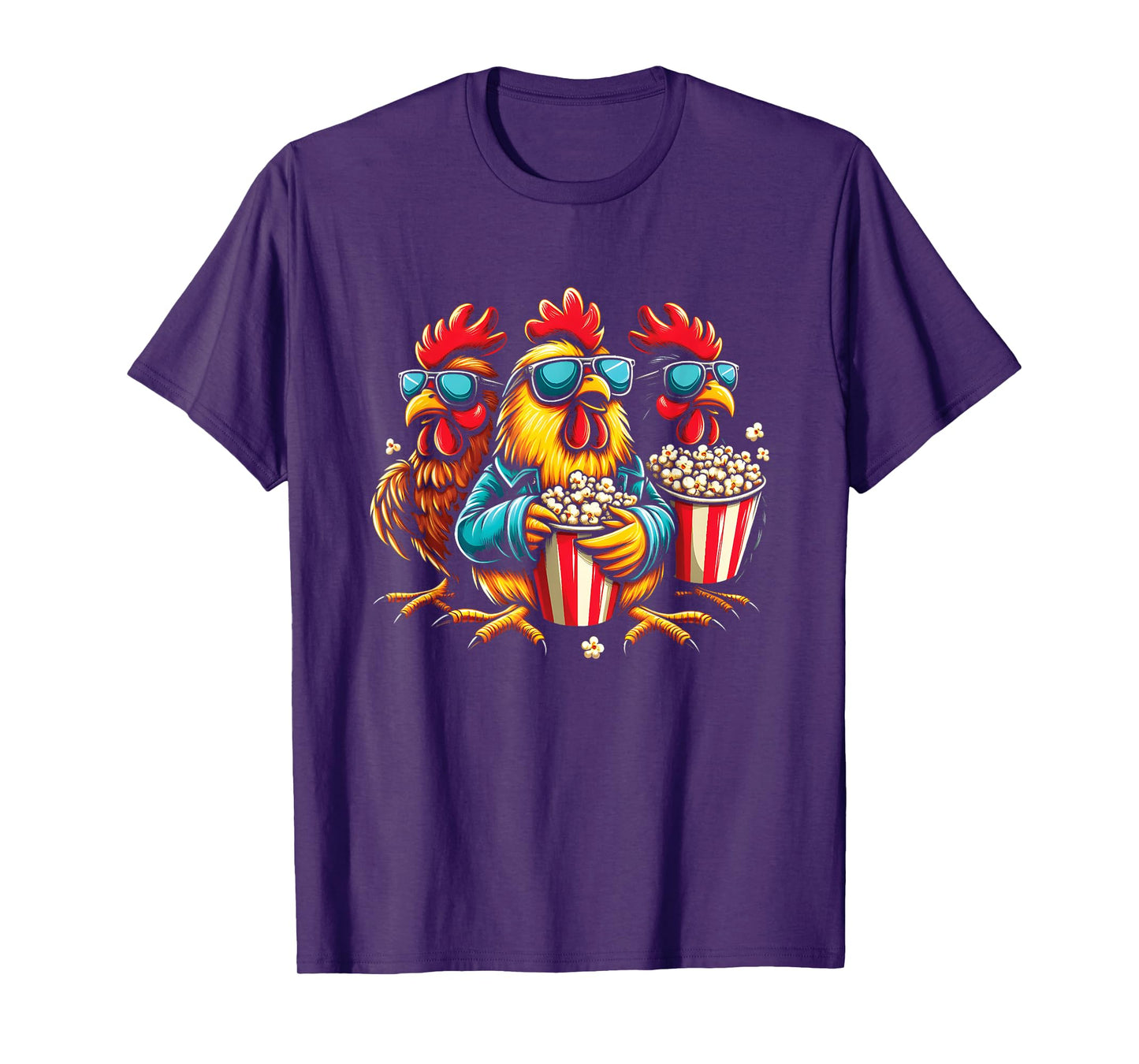 Chickens Eating Popcorn - Funny Farm Animal Popcorn Lover T-Shirt