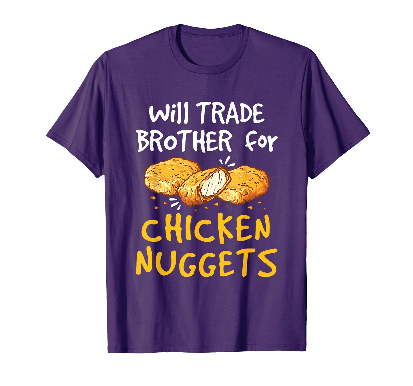 Chicken Nugget Lover Apparel and Gifts Kids Unisex T-Shirt Black Small Modern Fun Crew Neck Short Sleeve Will Trade Brother for Chicken Nuggets Funny Fast Food