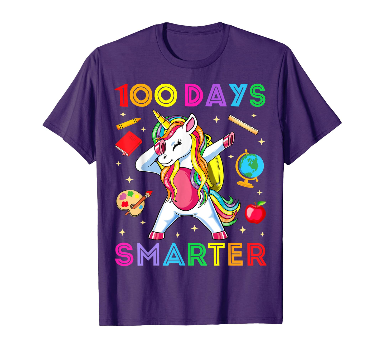 100 Days Smarter Kids Girls Unicorn 100th Day of School Gift T-Shirt