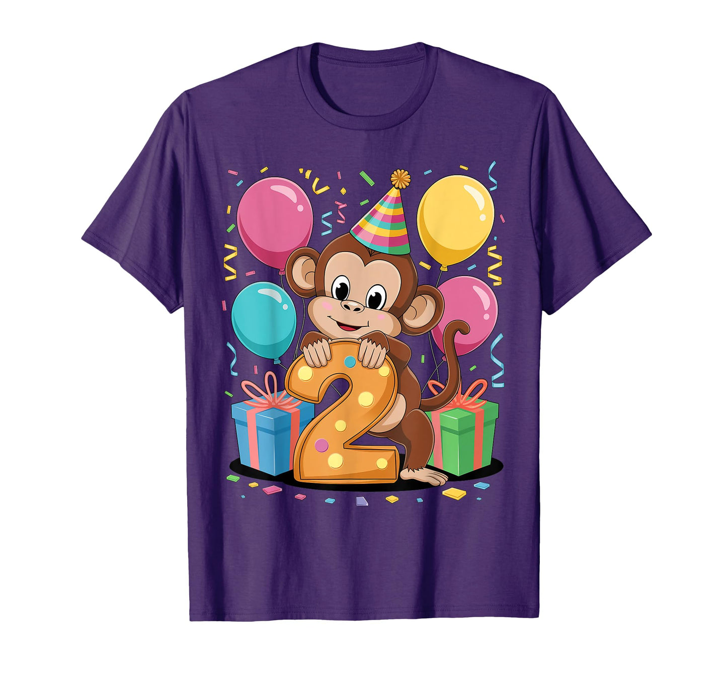 Monkey 2nd birthday boy girl 2 years old second two Monkey T-Shirt
