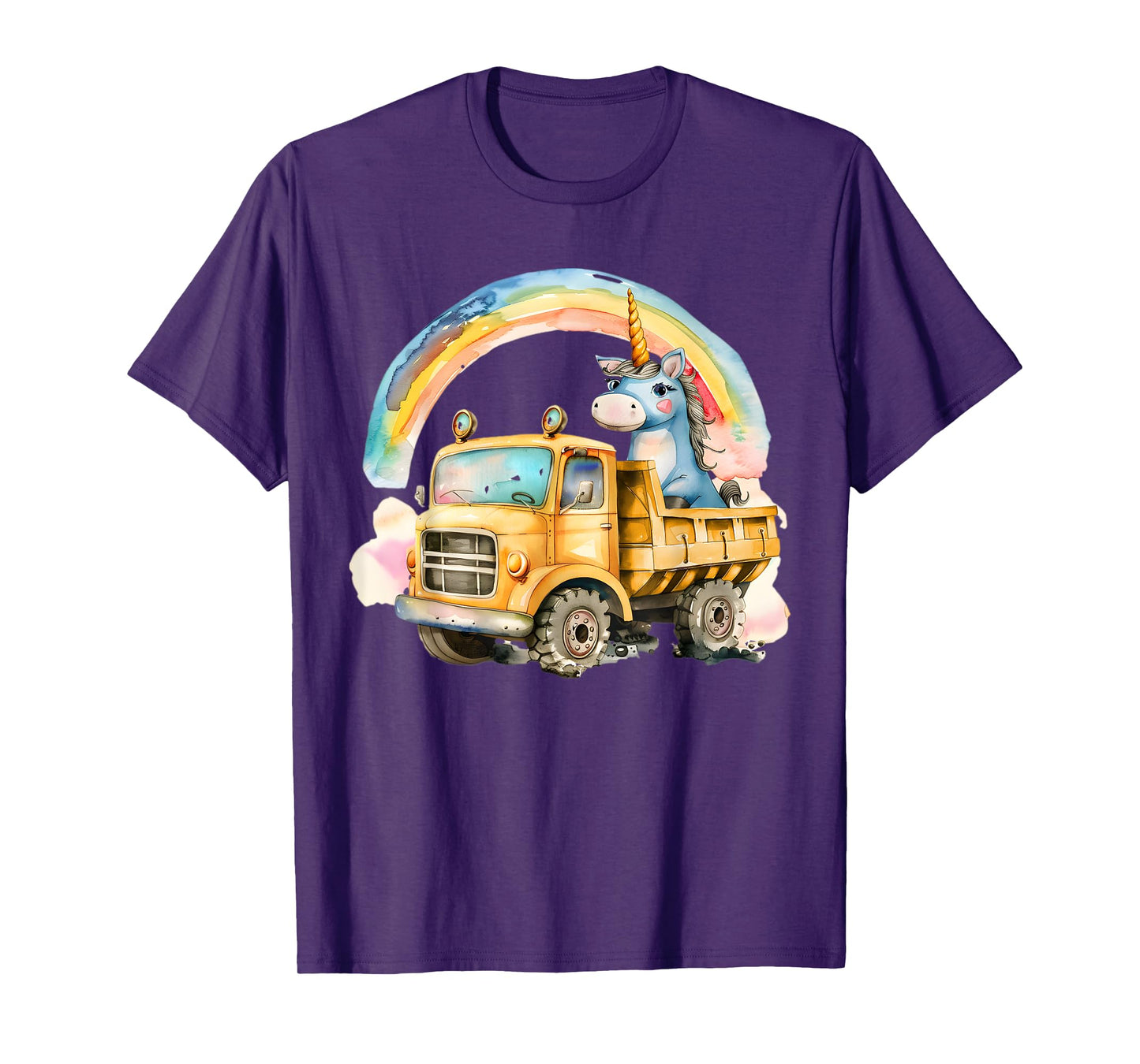 Unicorn Dump Truck - Kids Birthday Party - Watercolor Print T-Shirt