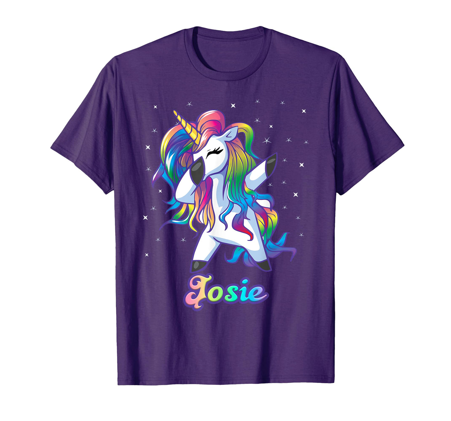 JOSIE Name Personalized Custom Rainbow Unicorn Dabbing T-Shirt
