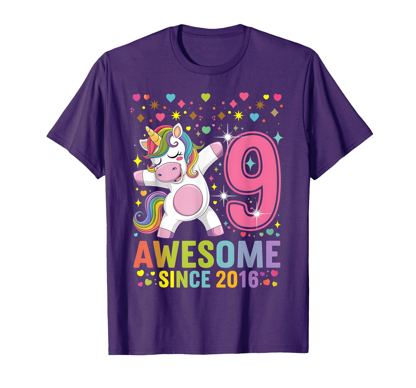 9 Years Old Unicorn Flossing 9th Birthday Unicorn Party Girl T-Shirt