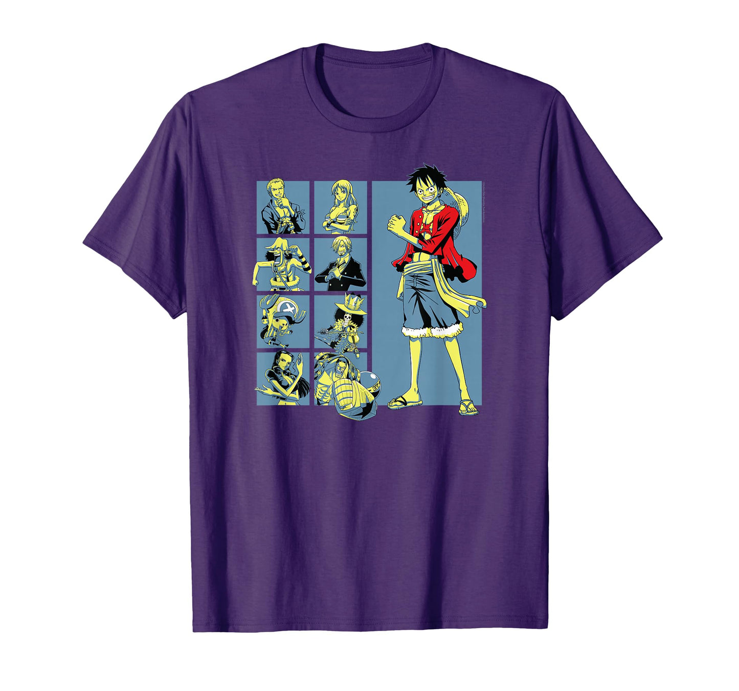 One Piece Anime Pirate Character Grid T-Shirt