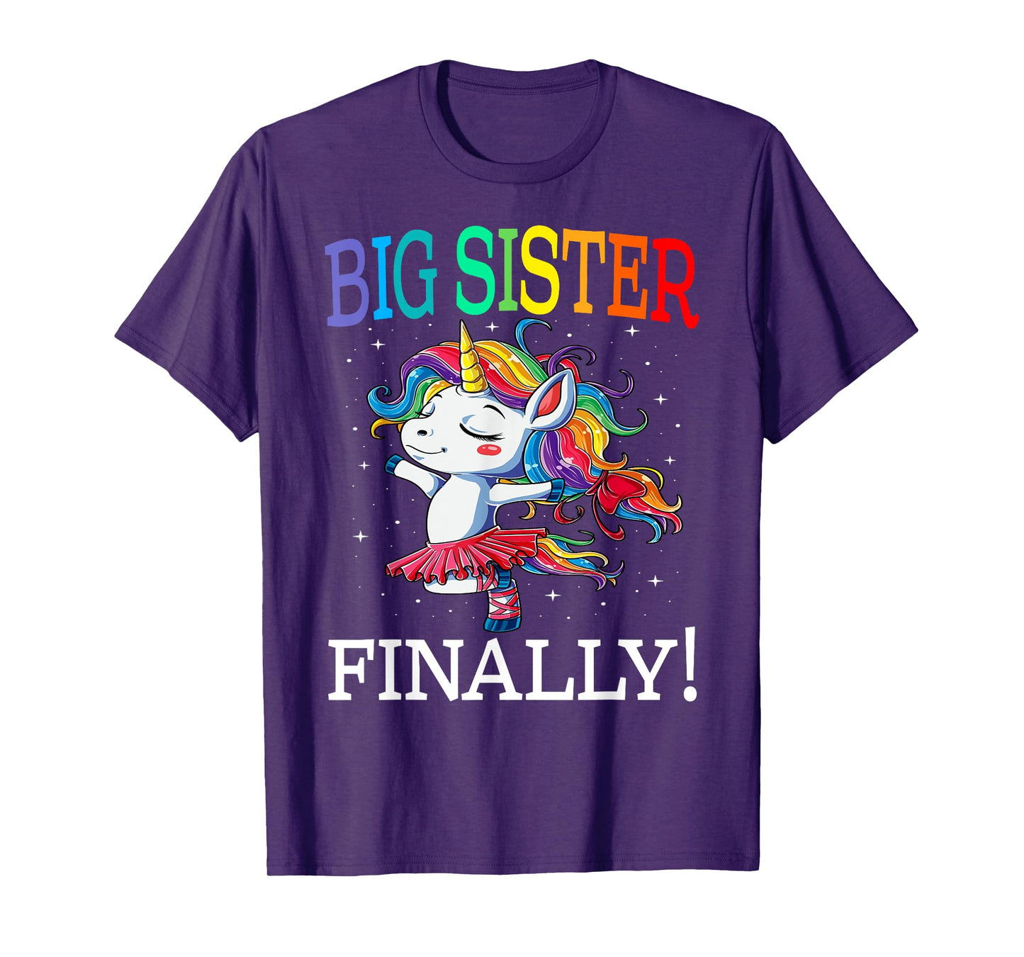 Big Sister Finally Unicorn Shirt - Unicorn Girl T-Shirt, Black, Small