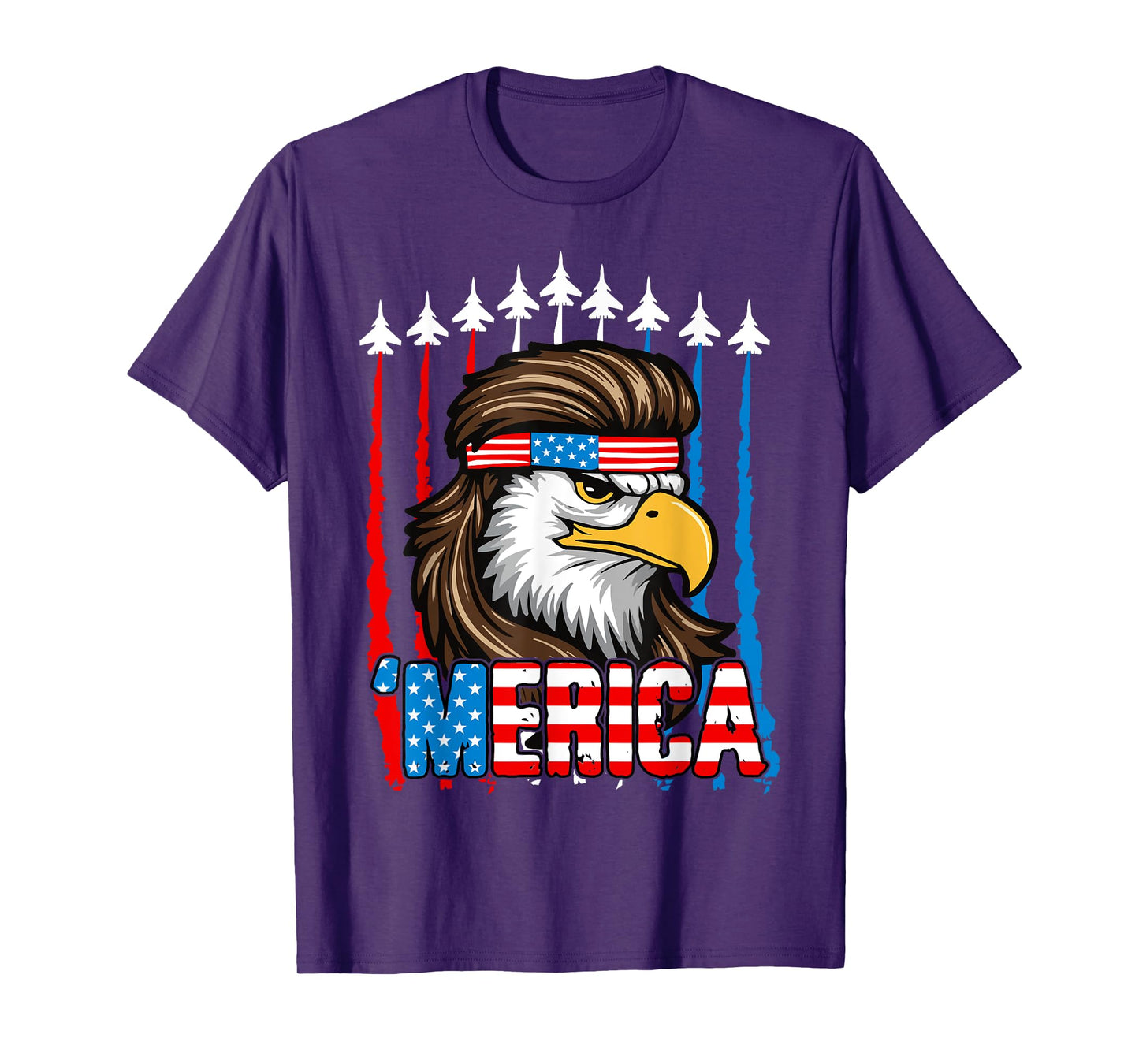 4th Of July Merica USA Flag Bald Eagle Patriotic Fighter Jet T-Shirt for Women Kids Men