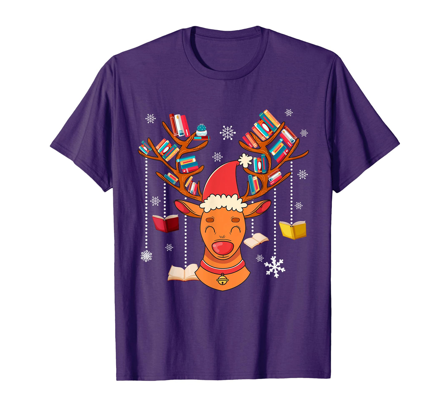 Christmas Librarian Reindeer Xmas Book Teachers Love Reading T-Shirt