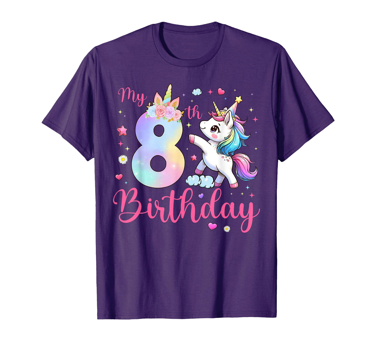 Cute Unicorn 8 Years Old My 8th Birthday Unicorn Girl Kids T-Shirt