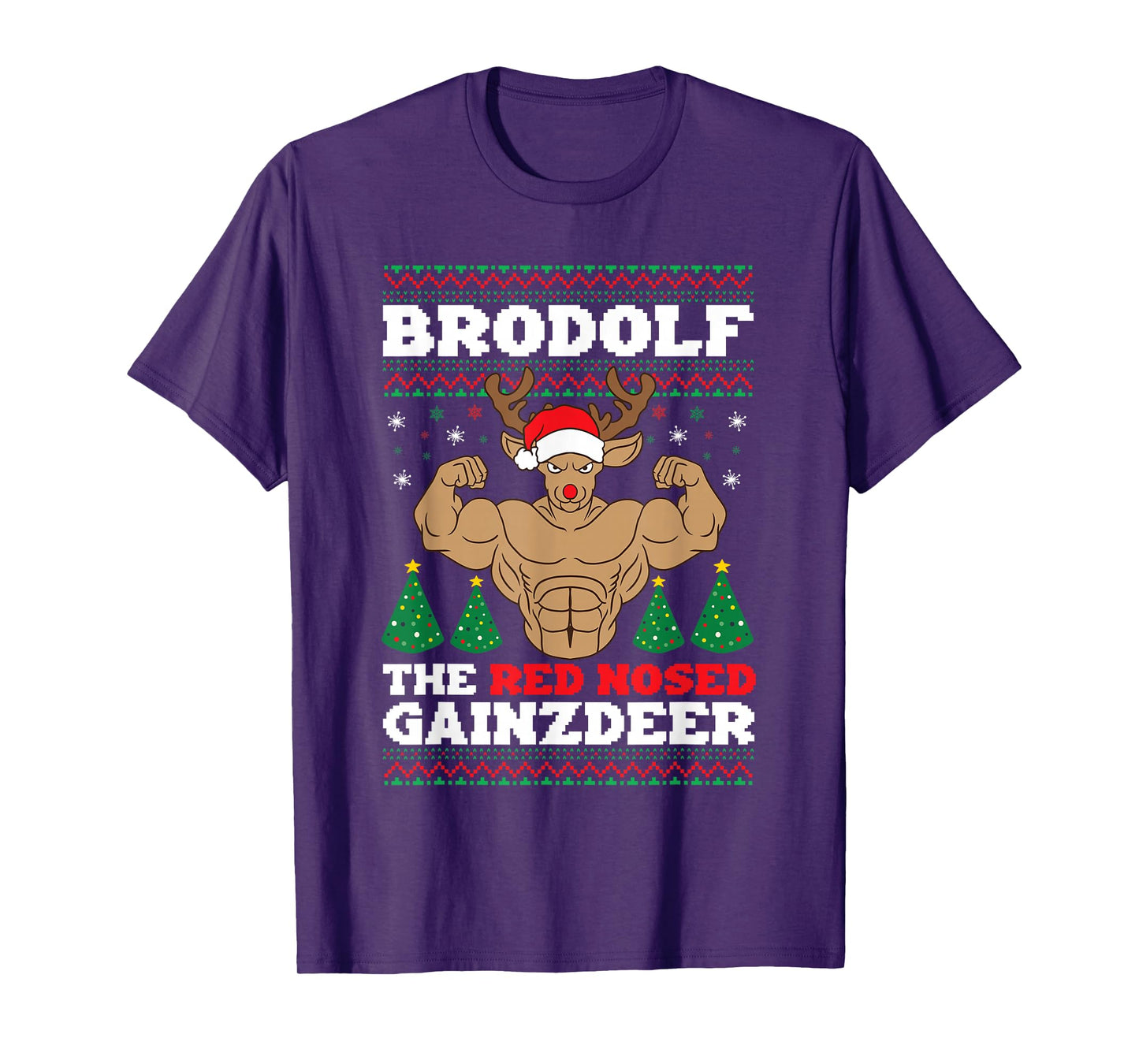 Brodolf Funny Christmas Buff Reindeer Gym Bodybuilding Xmas T-Shirt