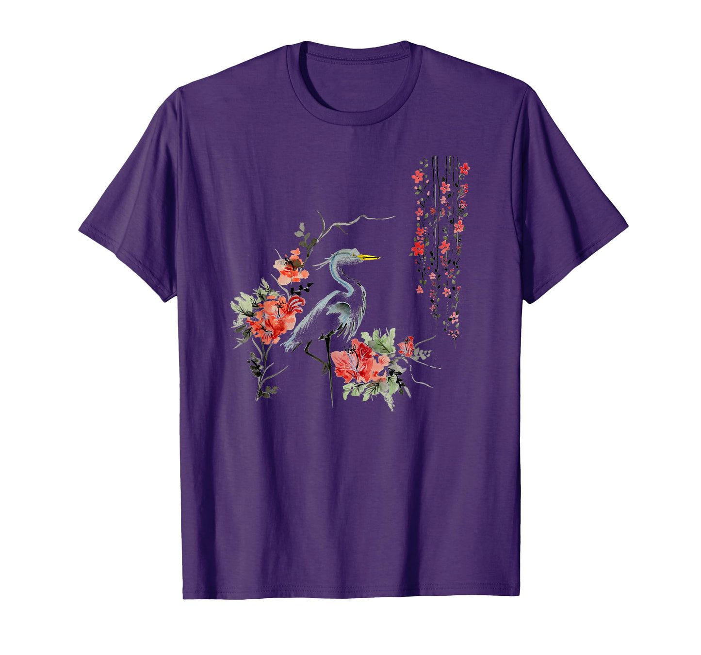 Japanese Art Crane Bird Garden Stylish Design T-Shirt