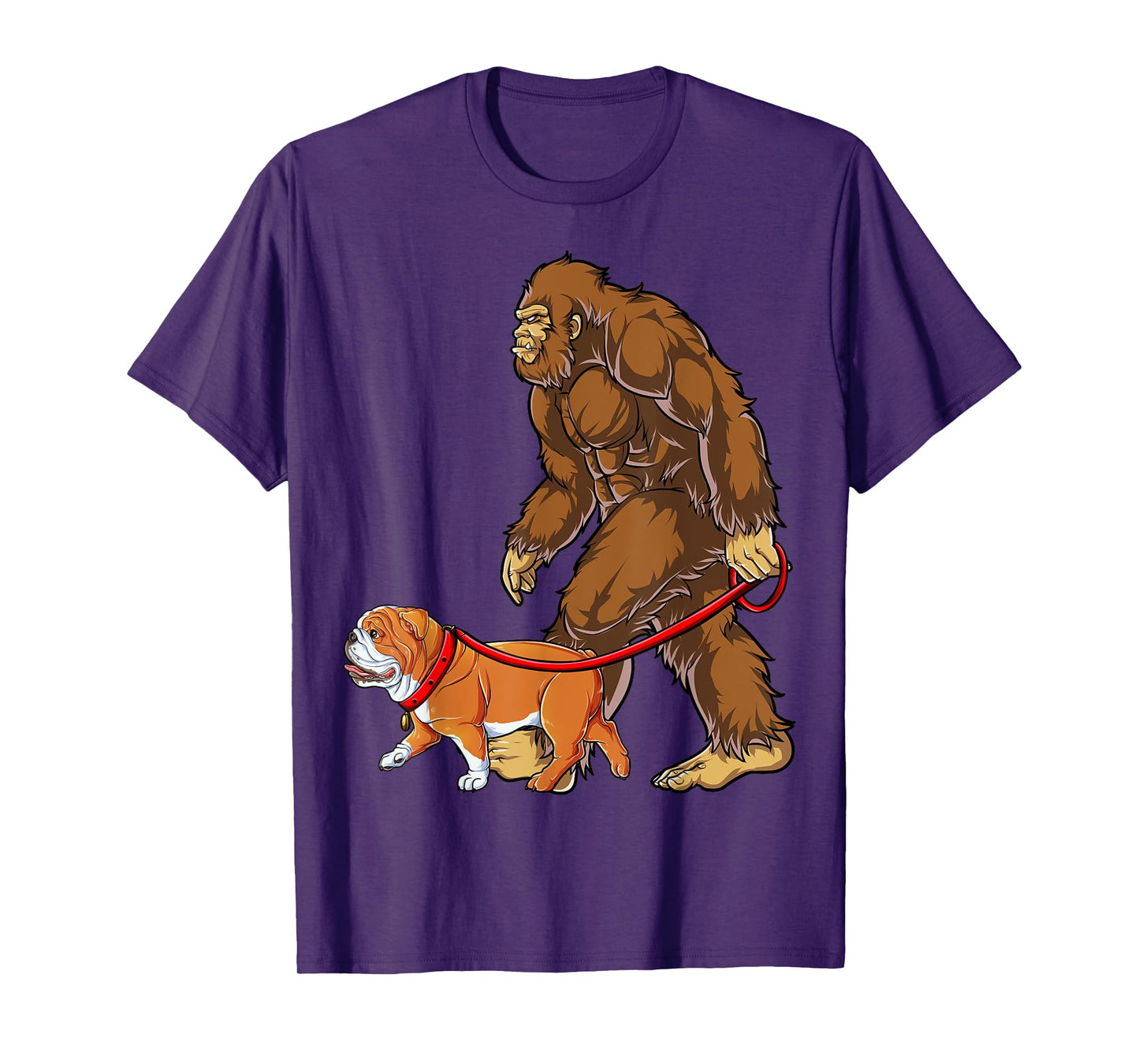 Bigfoot Dog Walk English Bulldog T shirt Sasquatch Kids Men T-Shirt