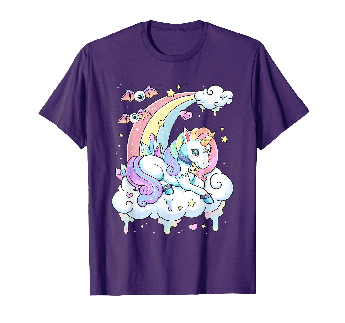 Kawaii Pastel Goth Cute Scary Rainbow Unicorn T-Shirt