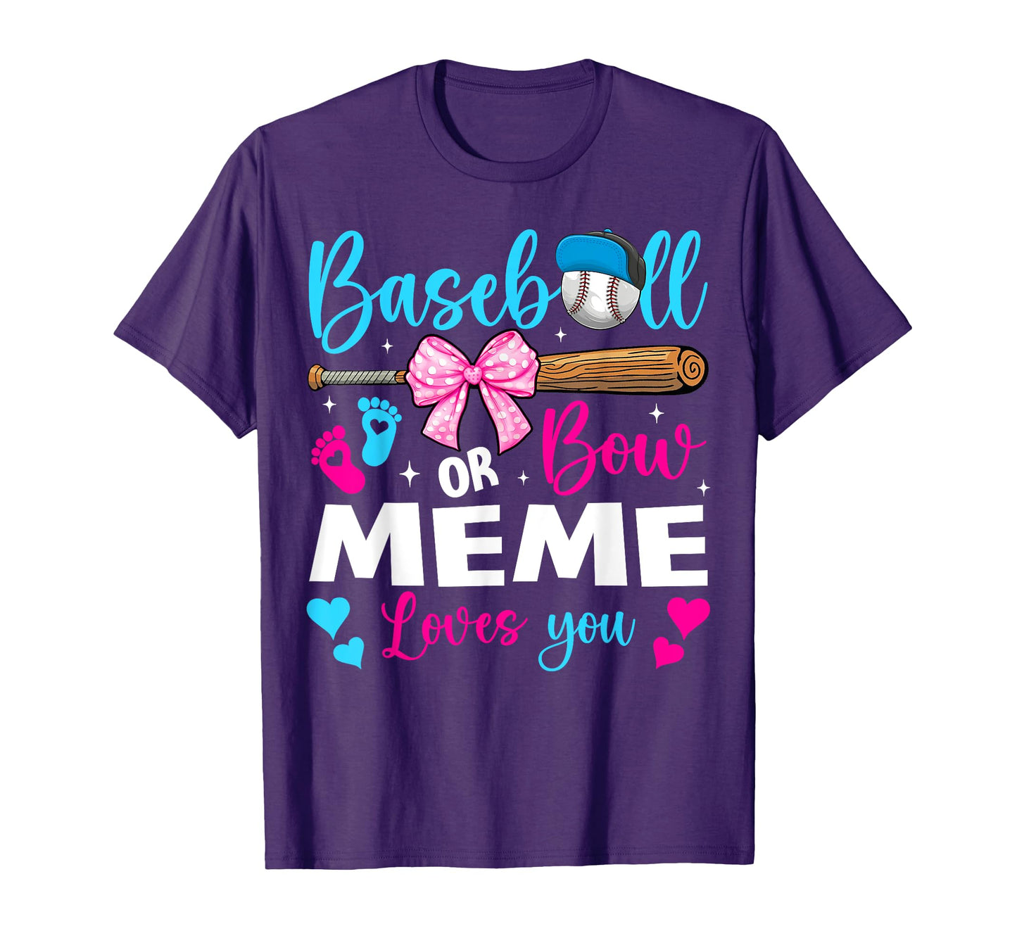 Baseball or Bow Meme Loves You Baseball Gender Reveal T-Shirt