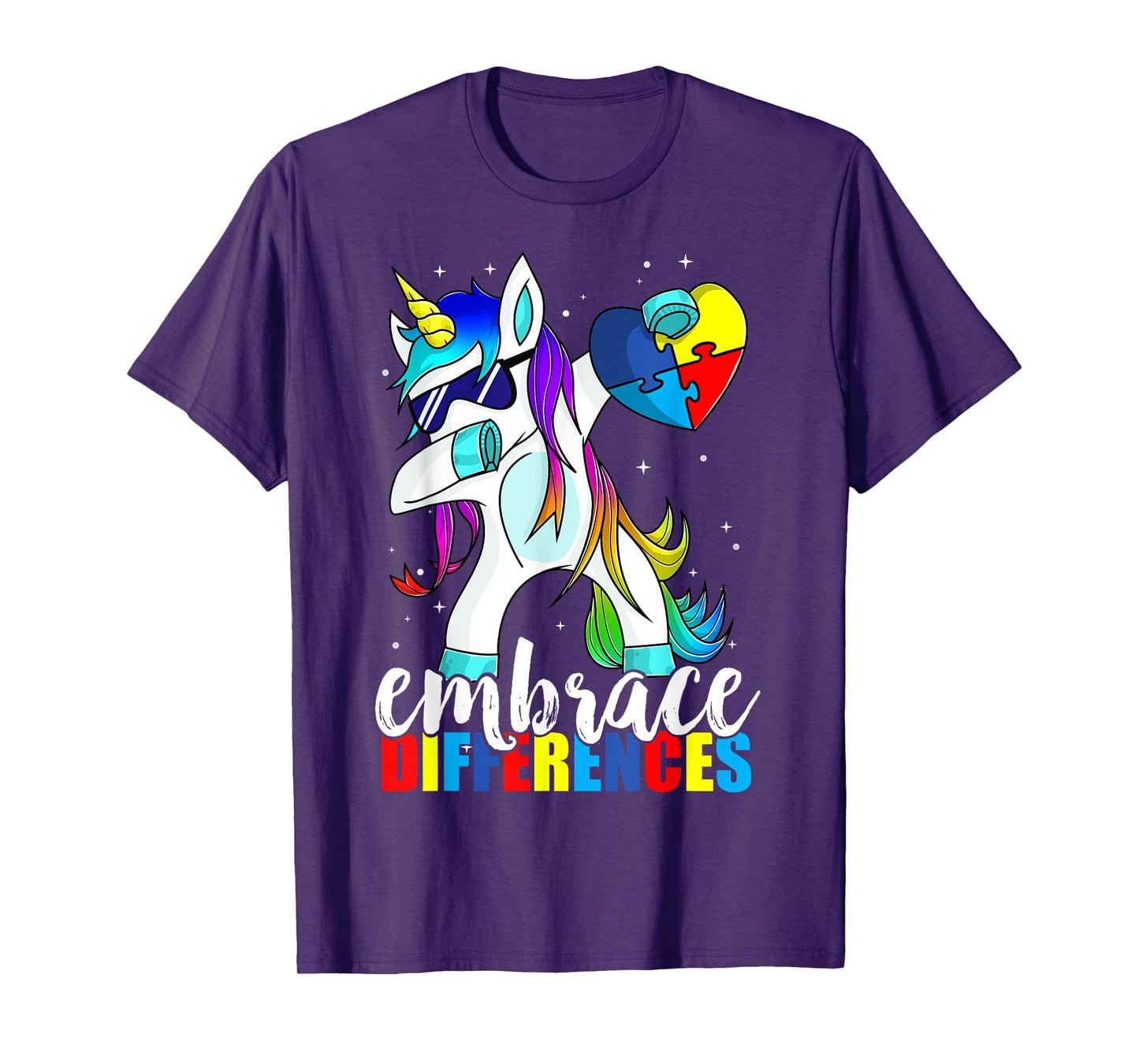 Dabbing Unicorn Embrace Differences Boys Girls Kids Adults T-Shirt