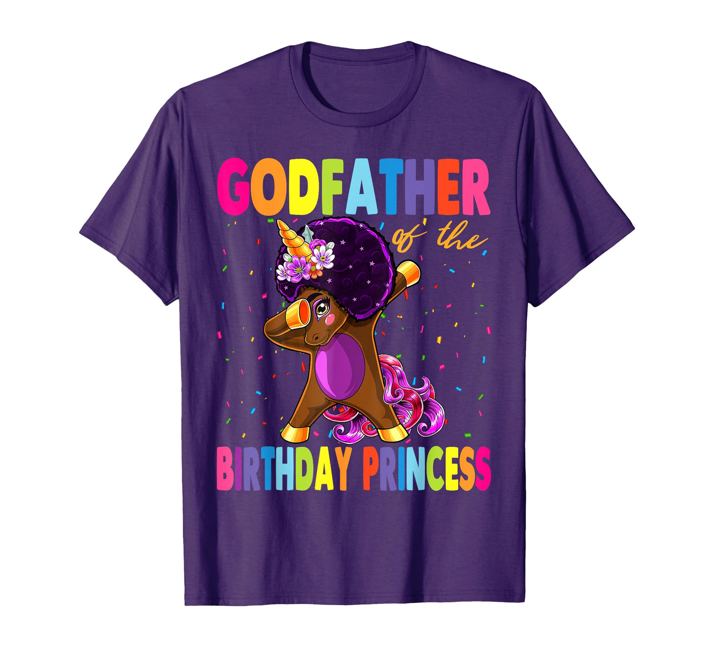 Dabbing Unicorn Afro Godfather of the Birthday Princess T-Shirt