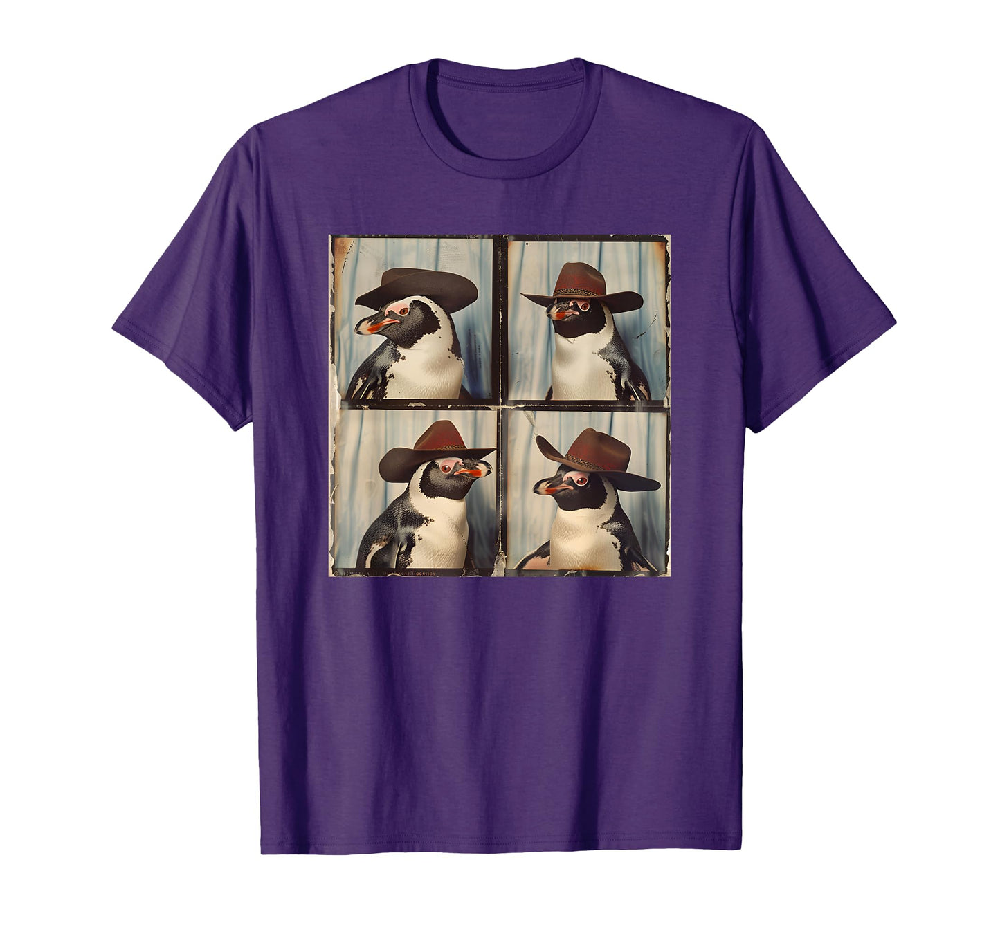 Penguin In Hat Funny Zoo Animal Photobooth Penguin Cowboy T-Shirt