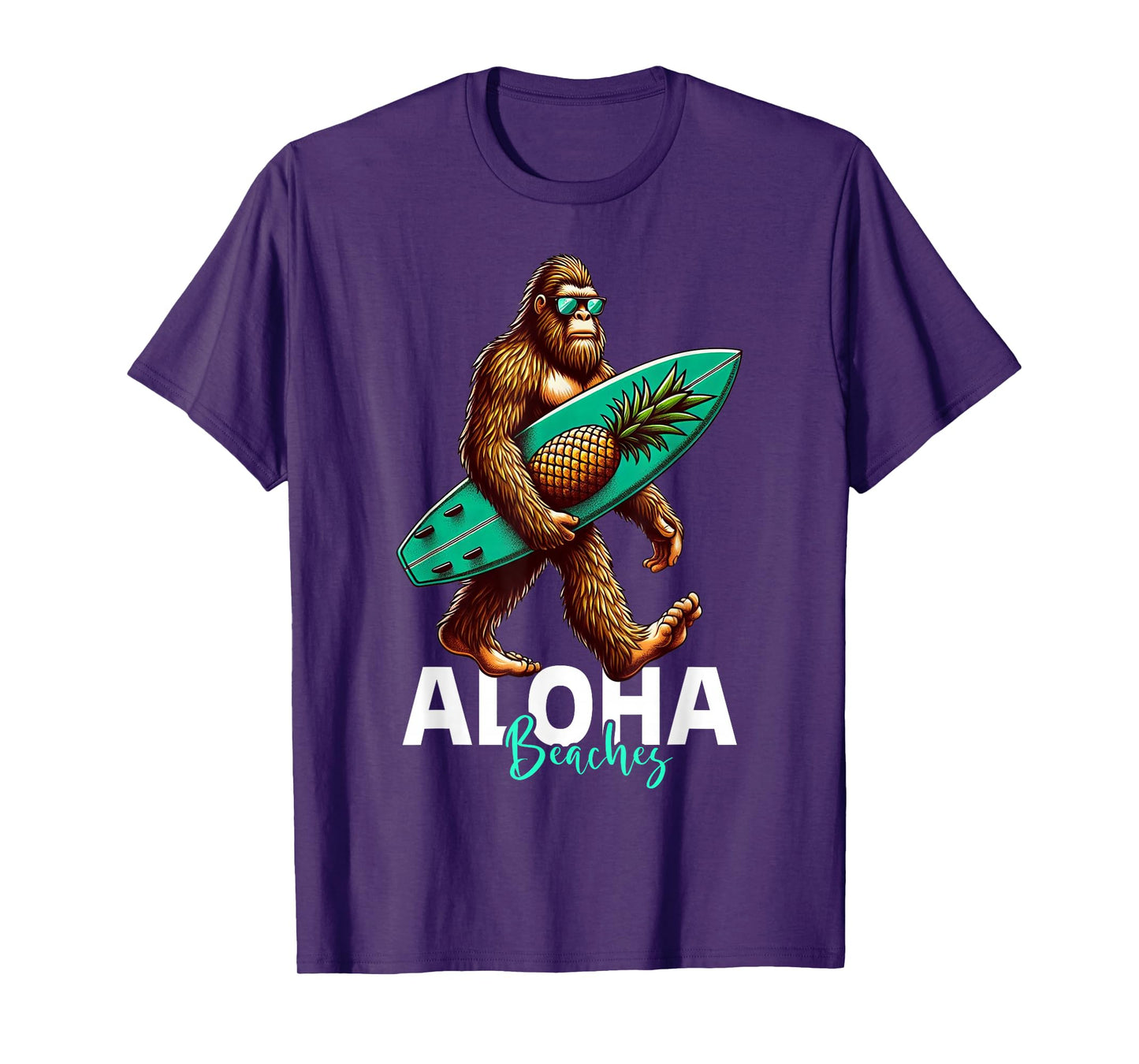 Kids Mens Bigfoot Surfing Hawaiian Beach Funny Sasquatch T-Shirt