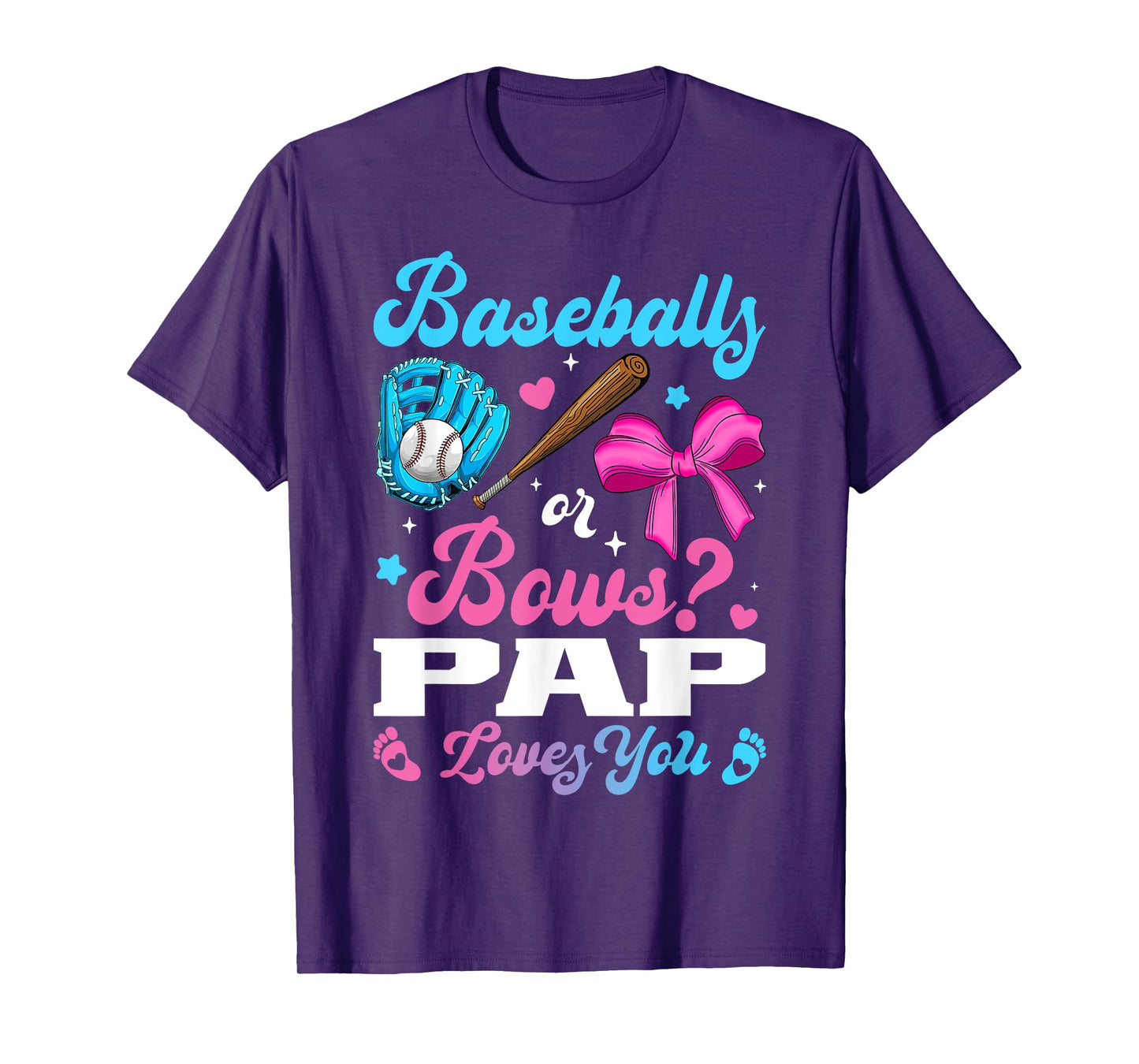 Baseball Or Bows Pap Loves You Funny Gender Reveal T-Shirt