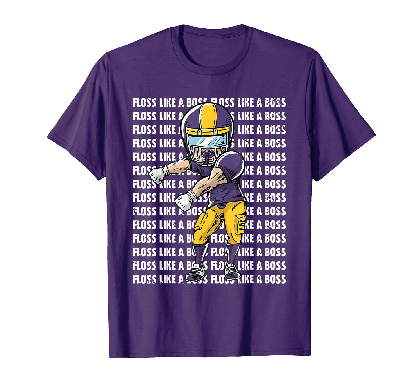 Floss Like A Boss Youth Shirt - Gold Purple Football TShirt T-Shirt
