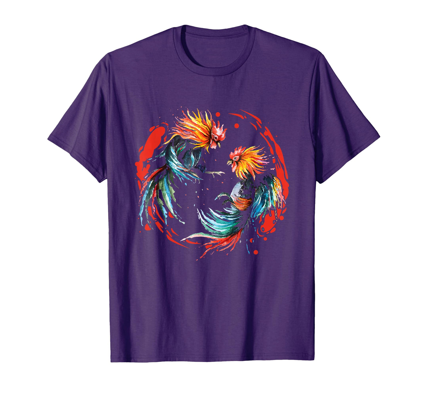 Peleas De Gallos Chickens Roosters Fighting T-Shirt - Black, Unisex-Adults, Short Sleeve, Classic Fit, Cotton 65% Polyester 35%, Cockfighting Enthusiasts